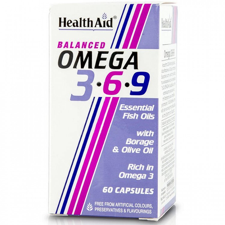 Health Aid Omega 3-6-9 - Ιχθυέλαια με Έλαιο Μποράγκου & Ελιάς, 60Caps