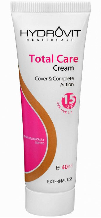 Target Pharma Hydrovit Total Care Κρέμα Προσώπου Ημέρας με Χρώμα και SPF15 για Ενυδάτωση & Ατέλειες με Υαλουρονικό Οξύ 40ml