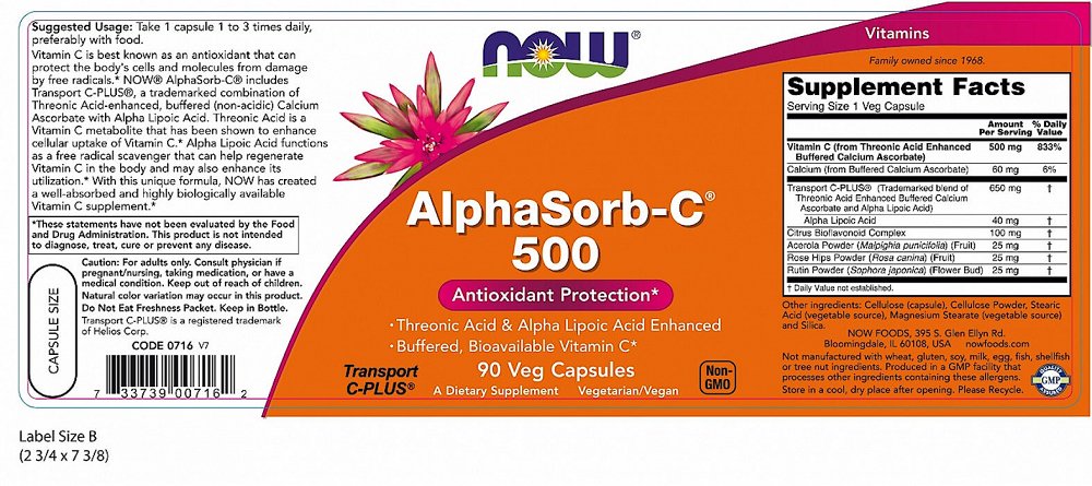 Now Foods AlphaSorb-C 500 500mg 180 φυτικές κάψουλες