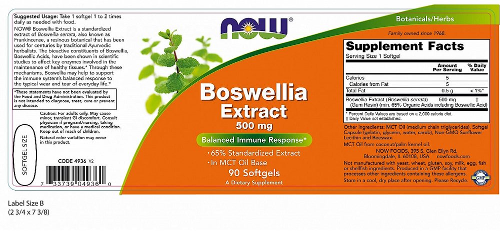 Now Boswellia Extract 500mg, 90Caps