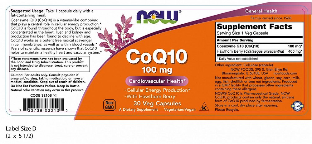 Now CoQ10 100mg with Hawthorn Berry 30V.Caps