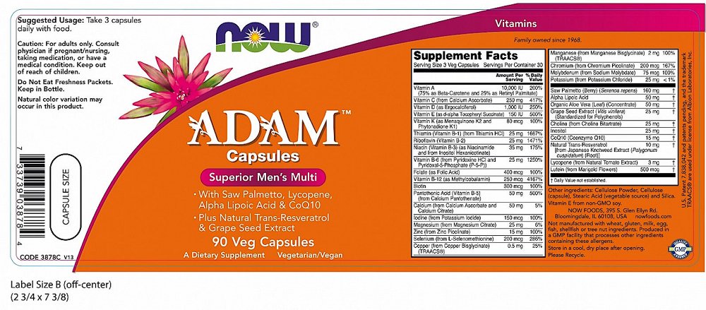 Now Adam Men's Multiple Vitamin 90V.Caps
