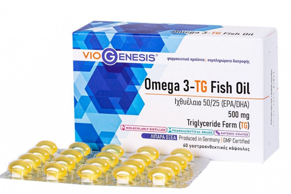 Viogenesis Omega 3-TG Fish Oil Ιχθυέλαιο 500mg 60 μαλακές κάψουλες