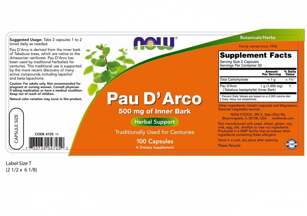 Now Foods Pau D' Arco 500mg 100 κάψουλες