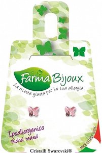 FARMA BIJOUX Σκουλαρίκια Υποαλλεργικά με κρύσταλλο Swarovski® , σχήμα πεταλούδα 5mm, χρώμα Light Rose