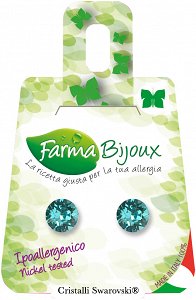 FARMA BIJOUX Σκουλαρίκια Υποαλλεργικά με κρύσταλλο Swarovski® , στρογγυλό διαμέτρου 7,15mm, χρώμα Turchese