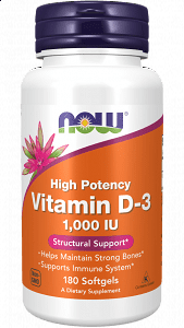 Now Vitamin D-3 1,000 IU, 180Caps