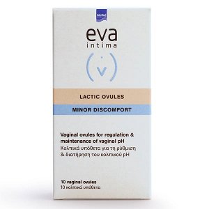 Intermed Eva Intima Minor Discomfort Lactic Ovules Κολπικά Υπόθετα με Χαμομήλι και Αλόη 10τμχ
