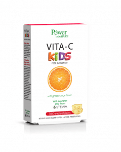 Power of Nature Vita-C Kids Στέβια Βιταμίνη για Ενέργεια & Ανοσοποιητικό 100mg Πορτοκάλι 30 μασώμενες ταμπλέτες