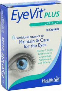 Health Aid EyeVit Plus - Βιταμίνες, Καροτενοειδή, Ω3, Μύρτιλο & Αντιοξειδωτικά, 30Caps