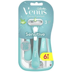 Venus Sensitive Ξυραφάκια Σώματος μιας Χρήσης με 3 Λεπίδες & Λιπαντική Ταινία για Ευαίσθητες Επιδερμίδες 3τμχ