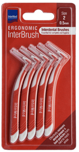 Intermed Ergonomic InterBrush Μεσοδόντια Βουρτσάκια Κόκκινα 0.5mm Μέγεθος 2, 5τμχ