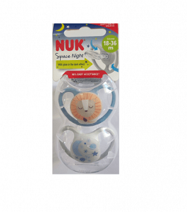Nuk Ορθοδοντικές Πιπίλες Σιλικόνης για 18-36 μηνών Space με Θήκη Νυκτός