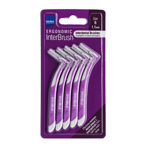 Intermed Ergonomic InterBrush Μεσοδόντια Βουρτσάκια Μωβ 1.1mm Μέγεθος 6, 5τμχ