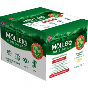 Moller's Forte Omega 3 Μουρουνέλαιο και Ιχθυέλαιο Κατάλληλο για Παιδιά 150 κάψουλες