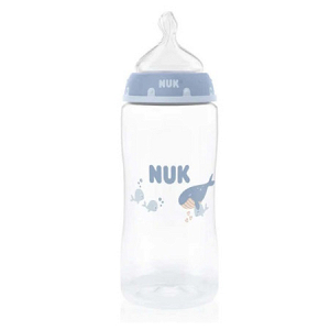 Nuk Πλαστικό Μπιμπερό First Choice Κατά των Κολικών με Θηλή Σιλικόνης για 3+ μηνών Μπλε Φάλαινα 300ml