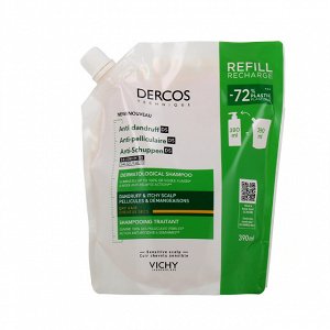 Vichy Dercos Anti Dandruff DS Refill Σαμπουάν για Ευαίσθητο Τριχωτό κατά της Πιτυρίδας & της Ξηροδερμίας για Ξηρά Μαλλιά Μαλλιά 390ml