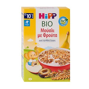 Hipp Παιδικά Μούσλι με Γεύση Φρούτων Χωρίς Ζάχαρη 200gr για 12+ μηνών