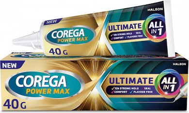 Corega Ultimate All-In-One για Ακόμη Μεγαλύτερη Δύναμη Μασήματος Στερεωτική Κρέμα Τεχνητής Οδοντοστοιχίας 40gr