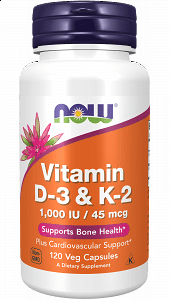 Now Foods Vitamin D-3 & K-2 120 φυτικές κάψουλες