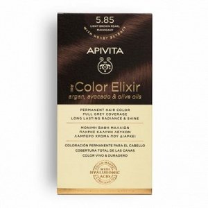 Apivita My Color Elixir Μόνιμη Βαφή Μαλλιών - Καστανό Ανοιχτό Περλέ Μαονί 5.85, 1 Τμχ