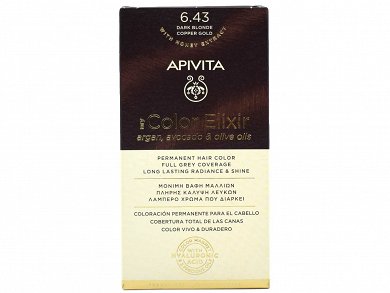 Apivita My Color Elixir Μόνιμη Βαφή Μαλλιών - Ξανθό Σκούρο Χάλκινο Μελί 6.43, 1 Τμχ