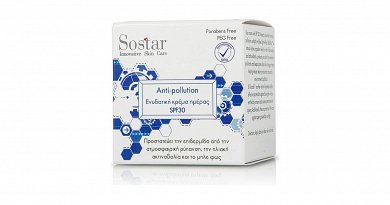 Sostar Anti-pollution Κρέμα Προσώπου Ημέρας με SPF30 για Ενυδάτωση & τους Ρύπους 50ml