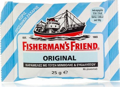Fisherman's Friend Original No Added Sugar - Καραμέλες με Γεύση Μινθόλης & Ευκαλύπτου Χωρίς Ζάχαρη, 25g
