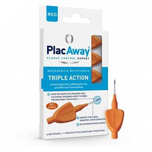 PlacAway Triple Action Μεσοδόντια Βουρτσάκια Πορτοκαλί 