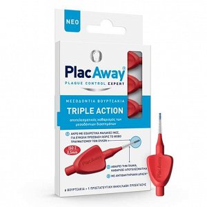 PlacAway Triple Action Μεσοδόντια Βουρτσάκια Κόκκινο 