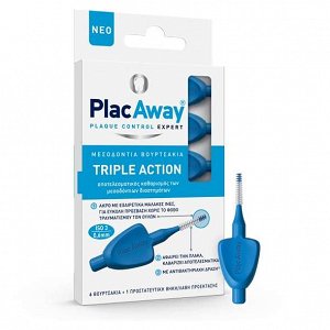 PlacAway Triple Action Μεσοδόντια Βουρτσάκια Μπλε 