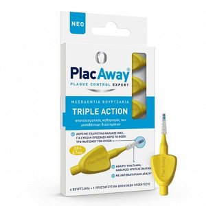 PlacAway Triple Action Μεσοδόντια Βουρτσάκια Kίτρινο