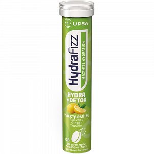 Upsa Hydrafizz Hydra + Detox 16 Αναβράζοντα Δισκία Γεύση Λεμόνι