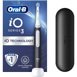Oral-B iO Series 3 Ηλεκτρική Οδοντόβουρτσα με Αισθητήρα Πίεσης και Θήκη Ταξιδίου Μαύρο