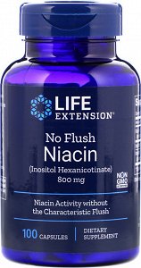 Life Extension No Flush Niacin 800mg – Βιταμίνη B3 για Χοληστερίνη – 100 Κάψουλες