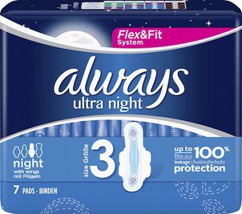 Always Ultra Night Flex & Fit System Size 3 7τμχ