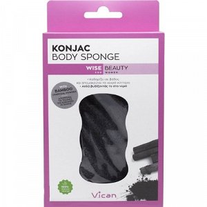 Vican Wise Beauty - Konjac Body Sponge Bamboo Charcoal Powder, 1Τμχ