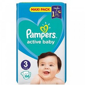 Pampers Active Baby Diapers Maxi Pack No3 (6-10 kg), 66Pcs
