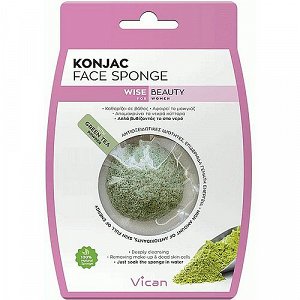 Vican Wise Beauty Konjac Face Sponge With Green Tea Powder 1Τμχ