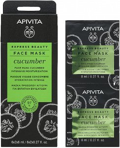 Apivita Express Beauty - Μάσκα Για Εντατική Ενυδάτωση με Αγγούρι, 2x8ml