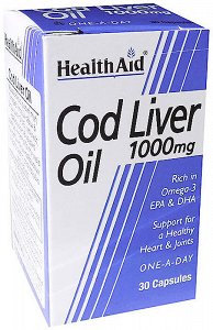 Health Aid Cod Liver Oil - Μουρουνέλαιο 1000mg, 30Caps