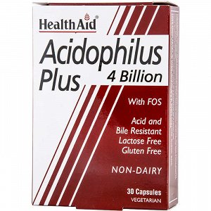 Health Aid Acidophilus Plus - Προβιοτικά 4 Δις με Πρεβιοτικά (fos), 30Caps