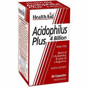 Health Aid Acidophilus Plus - Προβιοτικά 4 Δις με Πρεβιοτικά (FOS), 60Caps