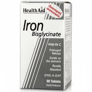 Health Aid Iron Bisglycinate - Σίδηρος Δισγλυκινικός με Βιταμίνη C, 90Tabs
