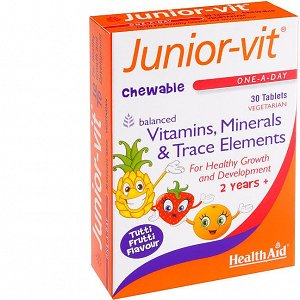 Health Aid Junior-Vit - Μασώμενη Πολυβιταμίνη Για Παιδιά, 30Tabs