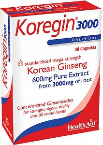 Health Aid Koregin 3000 - Κορεάτικο Τζίνσενγκ 600mg, 30Caps