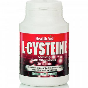 HealthAid L-Cysteine 550mg + Vitamin B6, 30Tabs