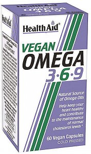 Health Aid Vegan Omega 3-6-9 - Ακόρεστα Λιπαρά Οξέα, Ιδανικά για Αυστηρά Χορτοφάγους, 60Caps