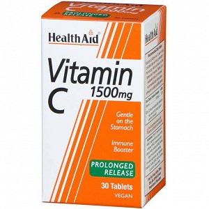 Health Aid Vitamin C 1500mg - Βιταμίνη C Σε Καταπινώμενες Ταμπλέτες Βραδείας Αποδέσμευσης, 30Tabs
