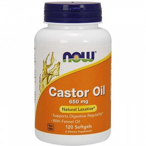 Now Castor Oil 650mg, 120Caps